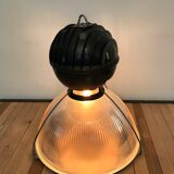 Lampe suspension holophane verre prismatique noire