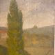 Tableau ancien, double face, paysage bord de Saône, début XX siècle