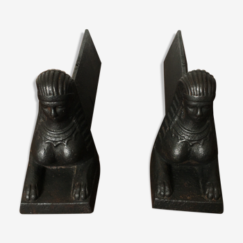 Paire de chenets sphinx