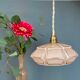 Suspension abat-jour vintage art déco en opaline rose
