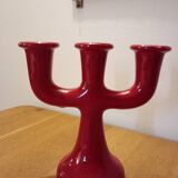 Bougeoir en céramique rouge, Italie années 1970