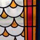 2 painted oak doors, stained glass interior