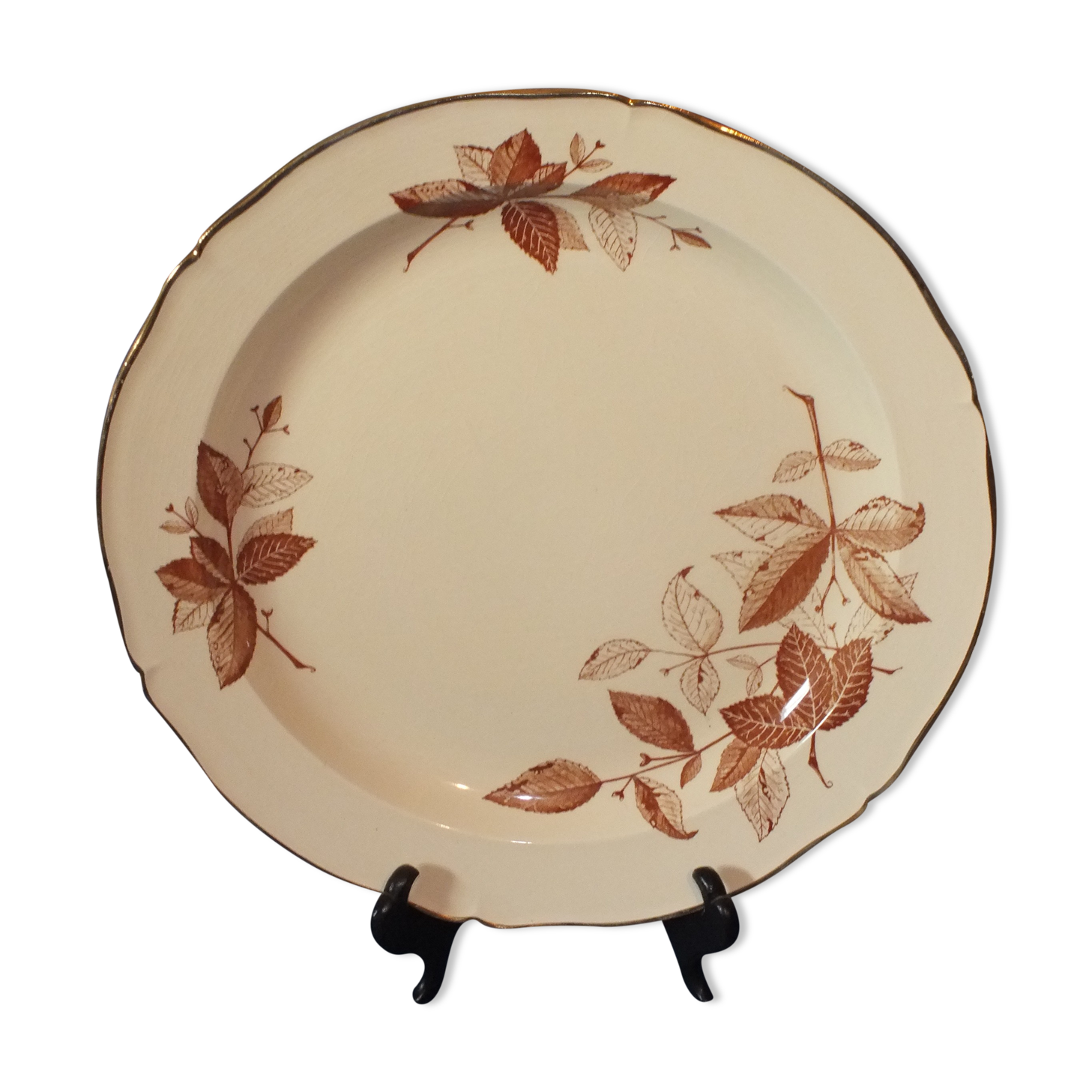Gien round foliage decoration dish - 31 cms