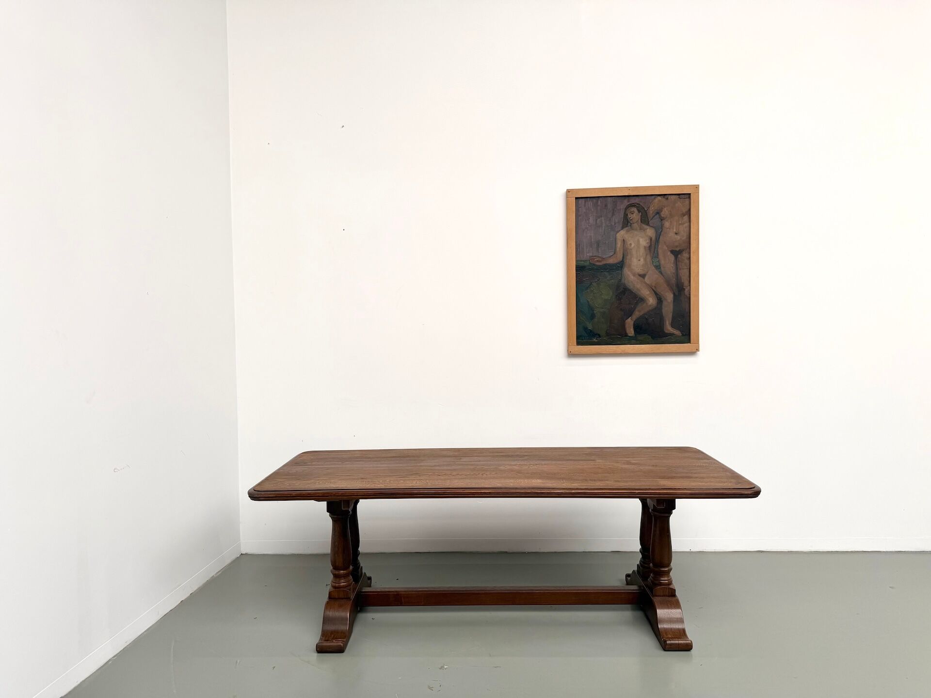 Table de ferme bourgeoise en chêne, années 50