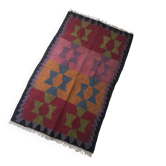 Tapis kilim géométrique vintage en laine Géorgie caucase