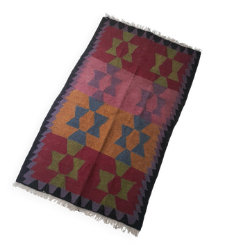 Tapis kilim géométrique vintage en laine Géorgie caucase
