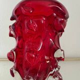 Red Murano glass vase from the 70s