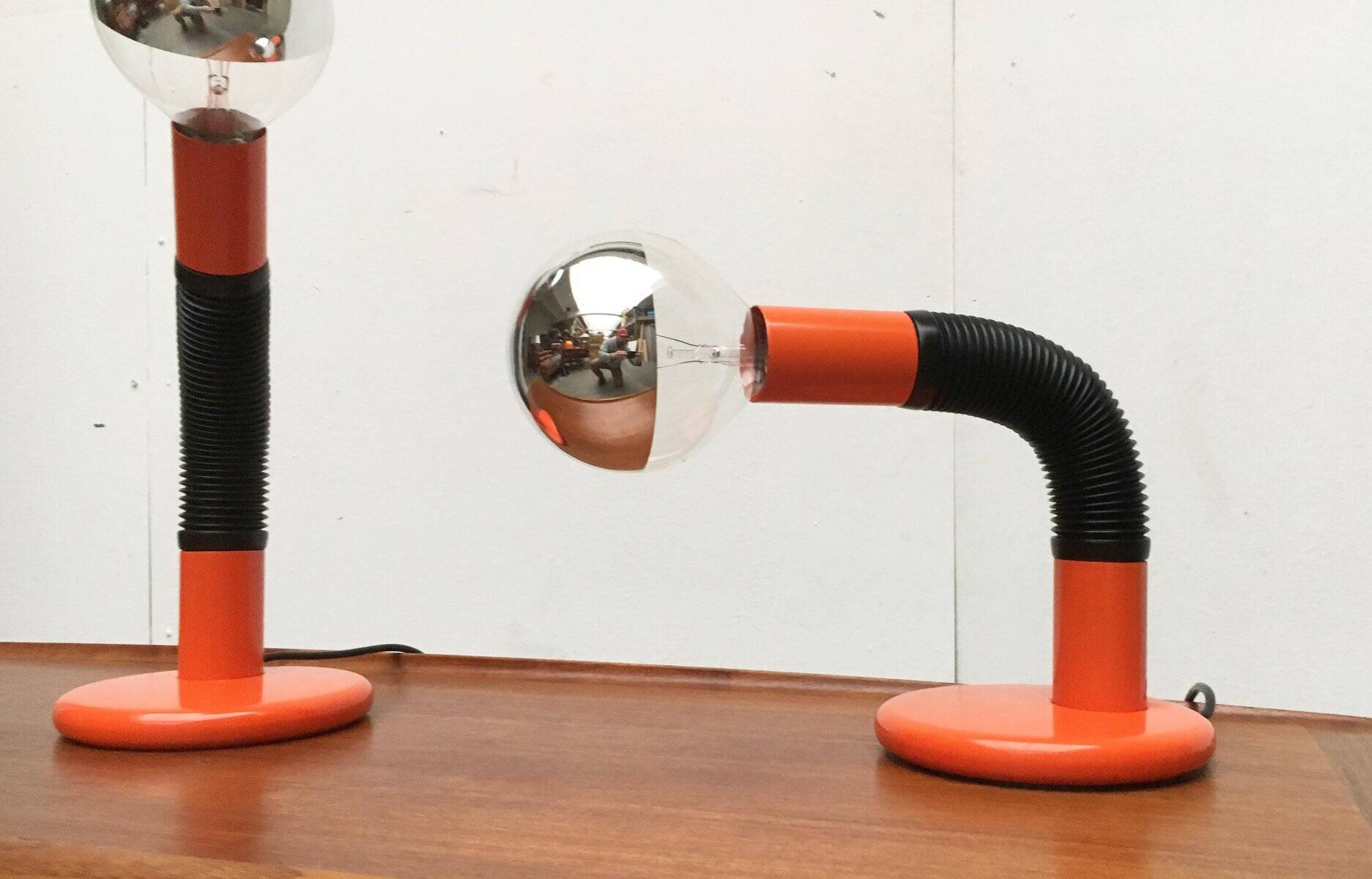 Vintage Italian table lamps Space Age by Bellini for Targetti, 1970s.