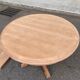 Large extendable round dining table stripped with a central wooden leg 110-198cm.