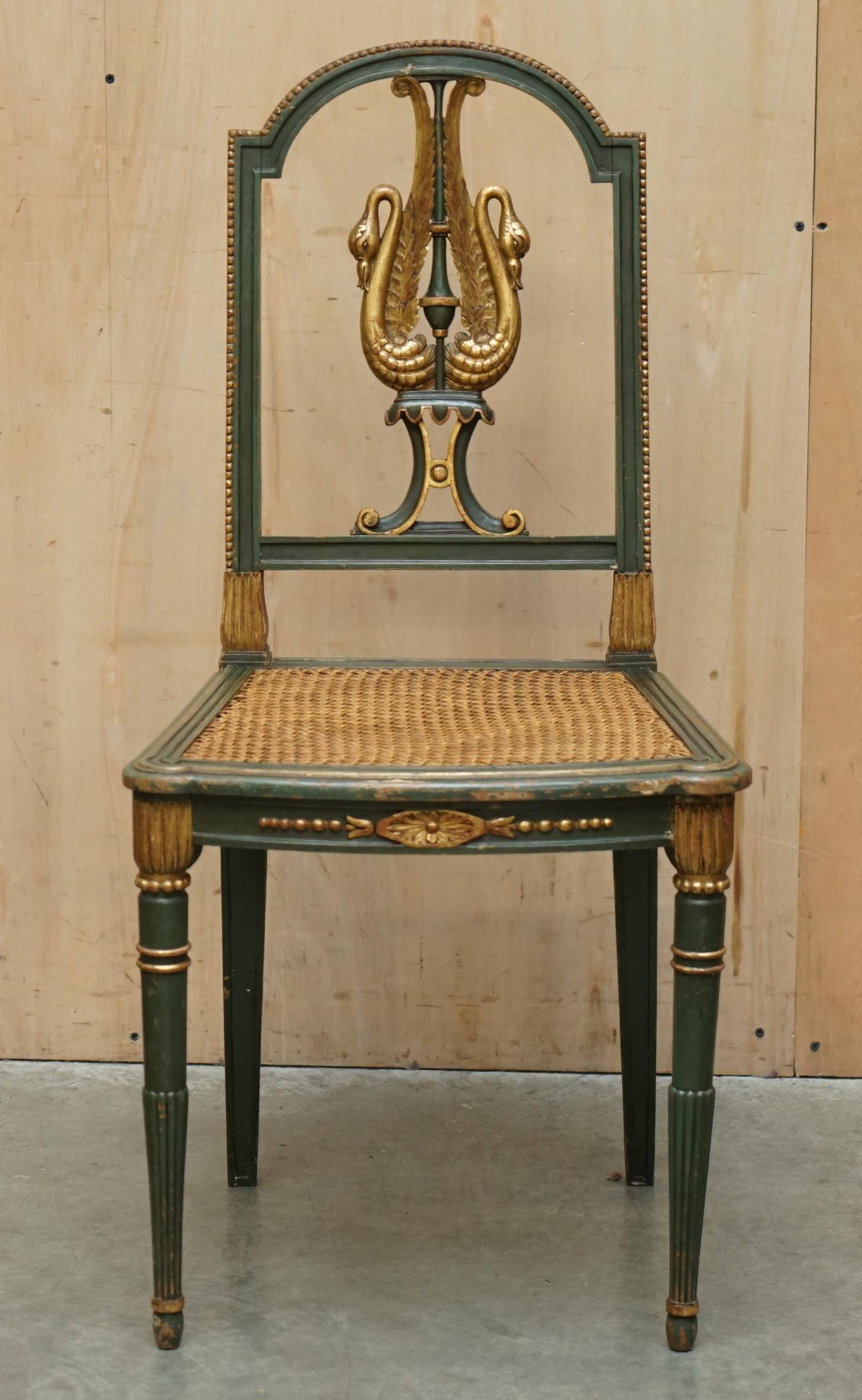 Paire Antique Chaises d'Appoint William Kent Empire Sculptées en Cygne