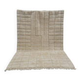Tapis en laine pure fait main artisanale traditionnelle blanche 2/3 m