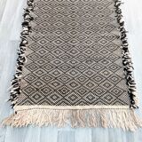 Zanafi Runner Rug, Handmade Moroccan Rug, Flat Berber Wool Runner, Geometric Rug