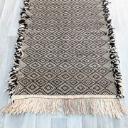 Zanafi Runner Rug, handmade Moroccan rug, flat Berber wool runner, geometric rug.