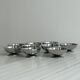 Lot de 9 coupelles basses en métal inox brillant