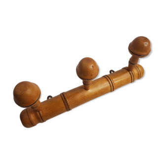 Porte-manteau vintage imitation bambou 3 patères, 36 cm