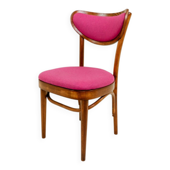Retro chair bentwood classic style, fuchsia wool upholstery, renovated