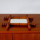 Bamboo effect wooden barber mirror 38 x 33 cm