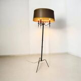 Lampadaire vintage "doré" à franges b 55 h 160