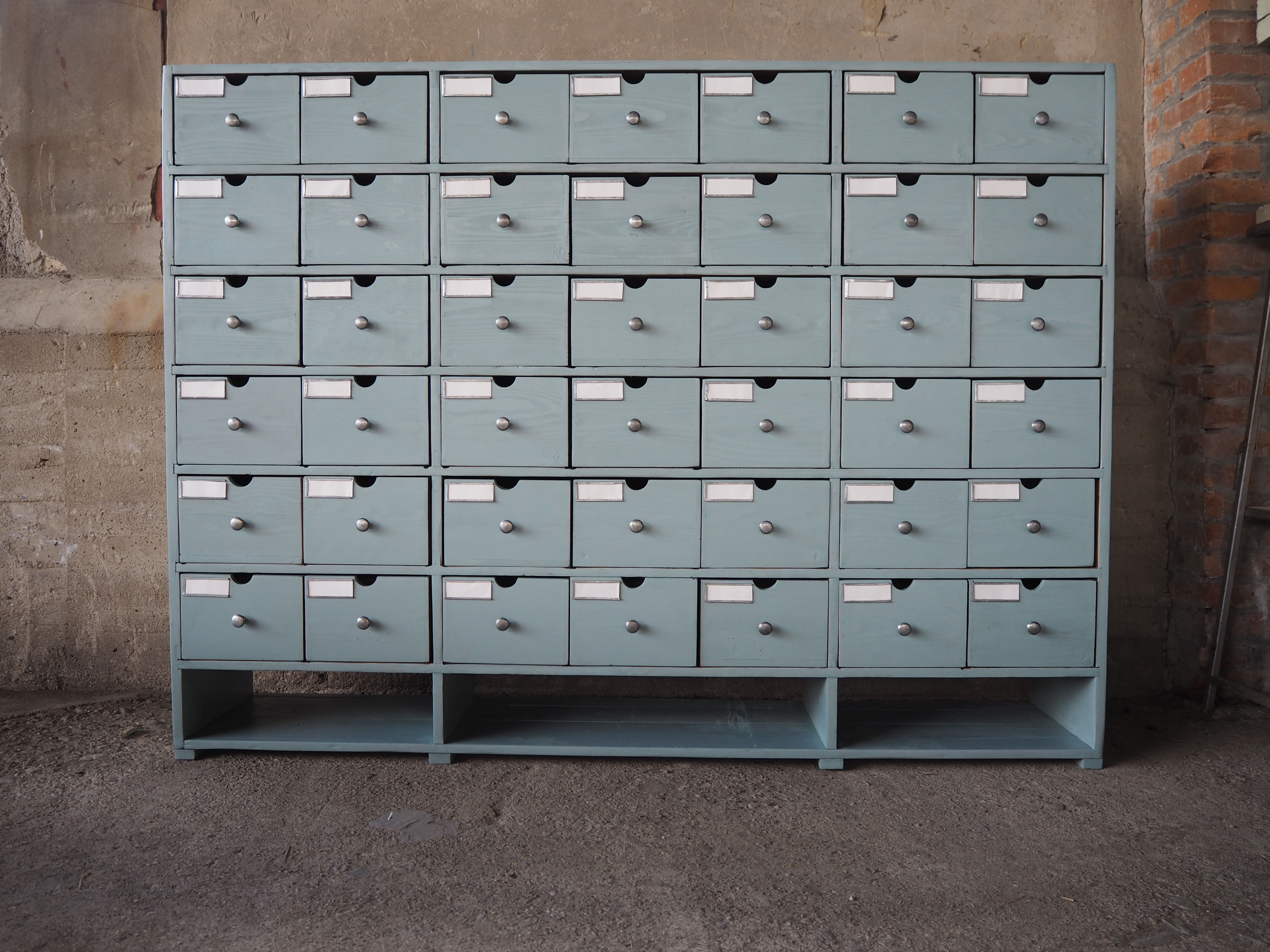 Vintage industrial wooden chest of drawers
