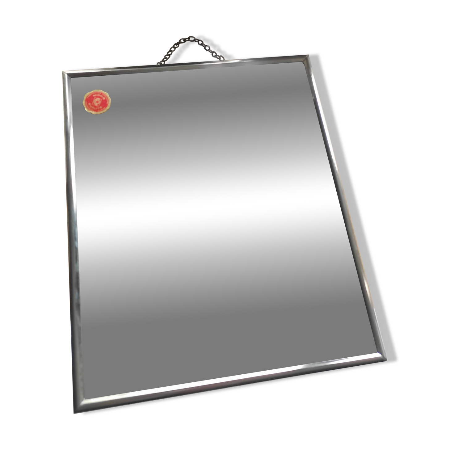 Vintage barber mirror, with chain, Combastel, made in France