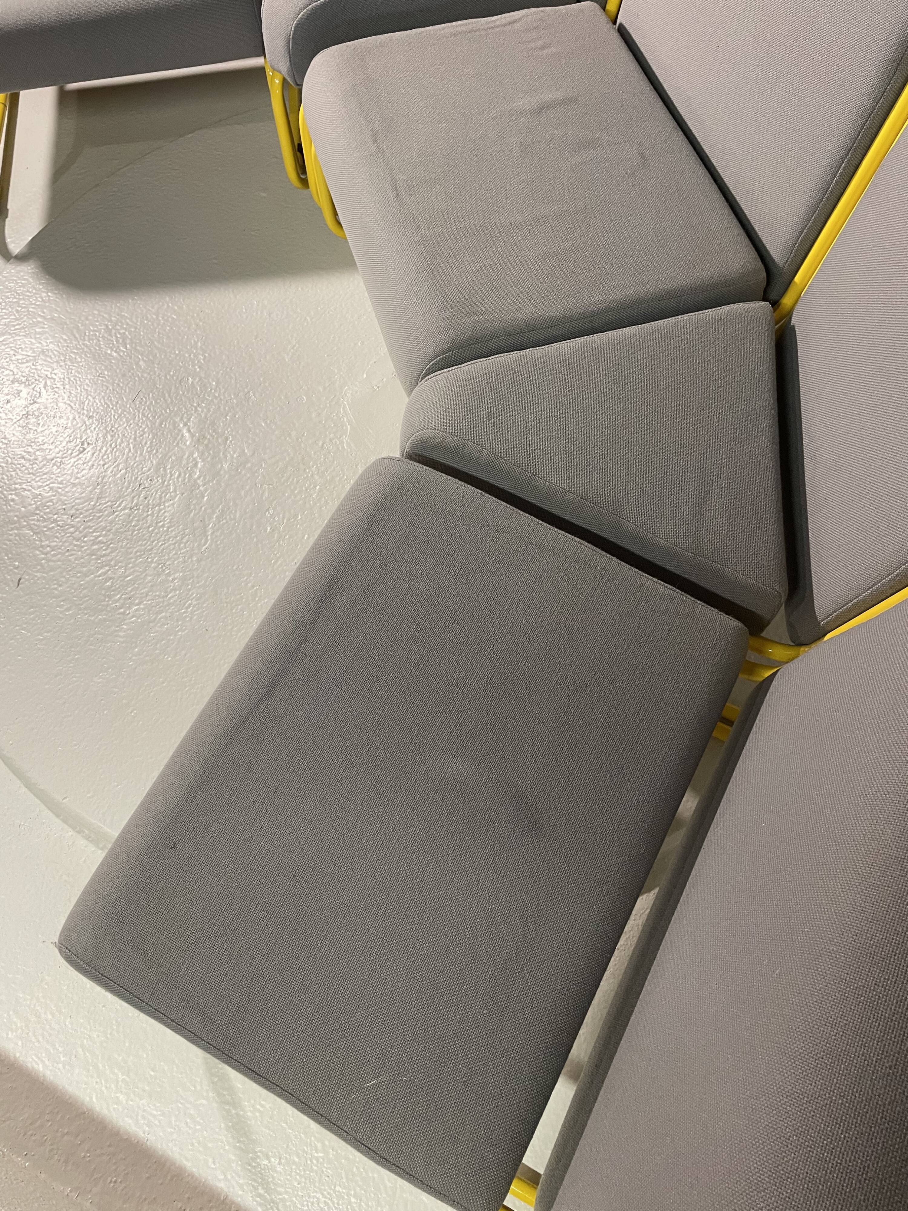 Modular tubular bench in yellow & grey fabric