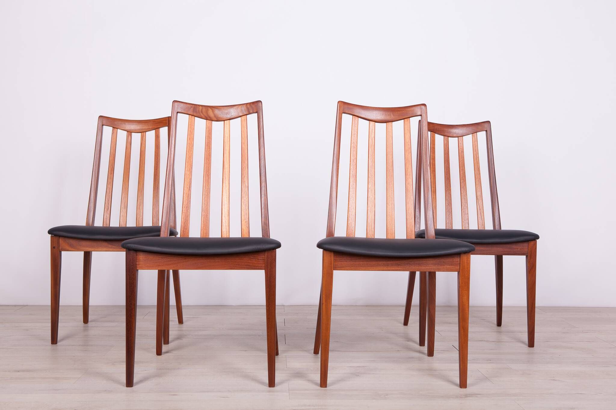 Vintage Teak and Leather Dining Chairs by Leslie Dandy for G-Plan, 1960s, Set of 4