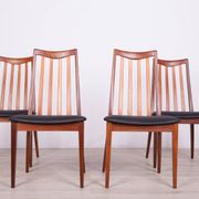 Vintage Teak and Leather Dining Chairs by Leslie Dandy for G-Plan, 1960s, Set of 4