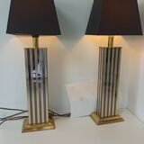 Pair of black and gold art deco style lamps