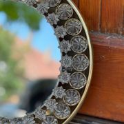 Vintage illuminated round wall mirror with crystal glass stars, 1960s