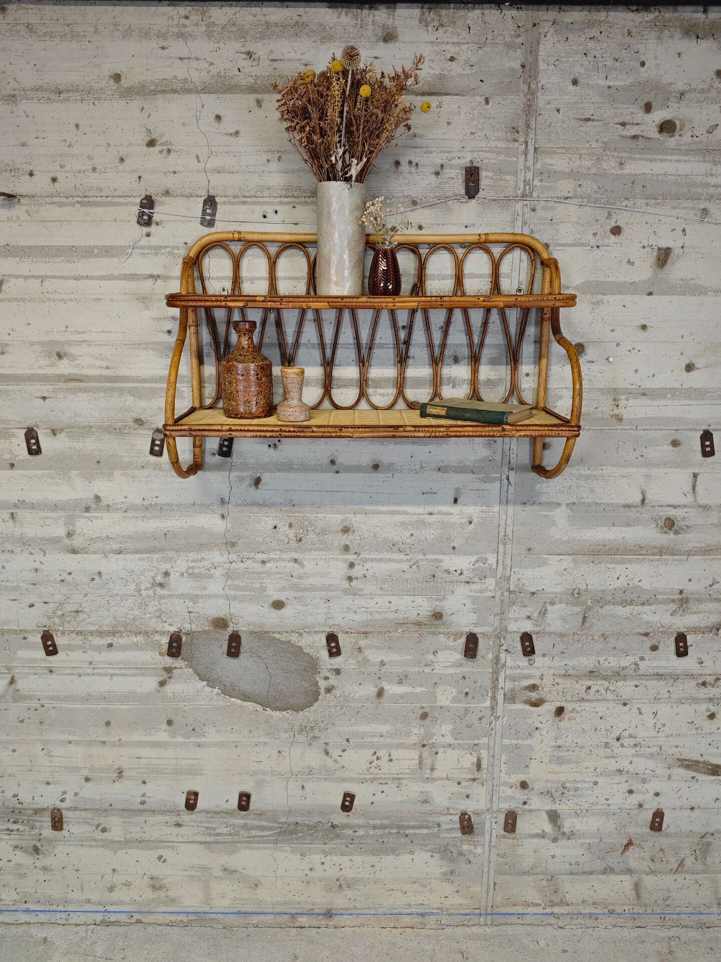 Rattan wall shelf