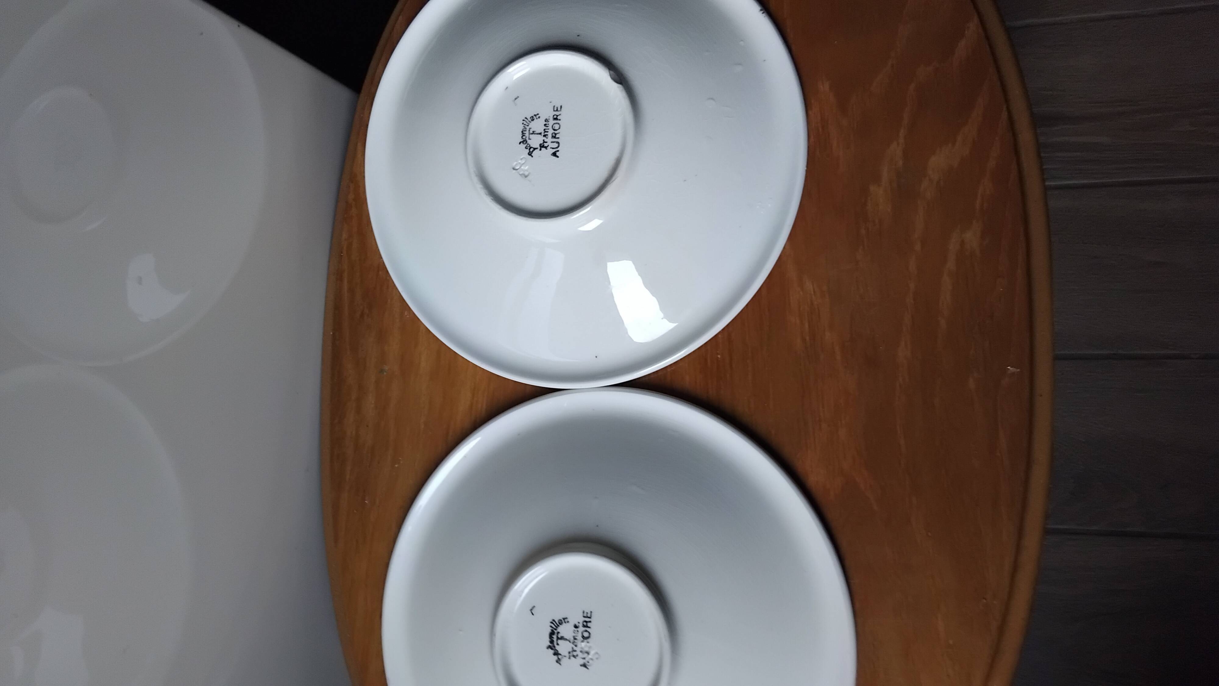 Set of two deep plates, Badonviller Aurore earthenware.