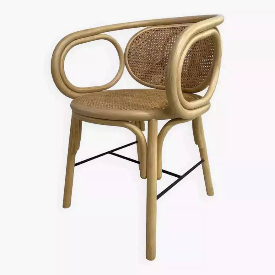 Rattan and cane armchair