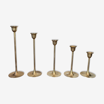 Suite of 5 Danish candle holders 50s