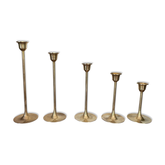 Suite of 5 Danish candle holders 50s