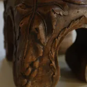 Antique French wooden plant stand with carved grape motifs