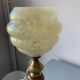 Ancienne lampe en céramique et laiton, globe verre de Clichy