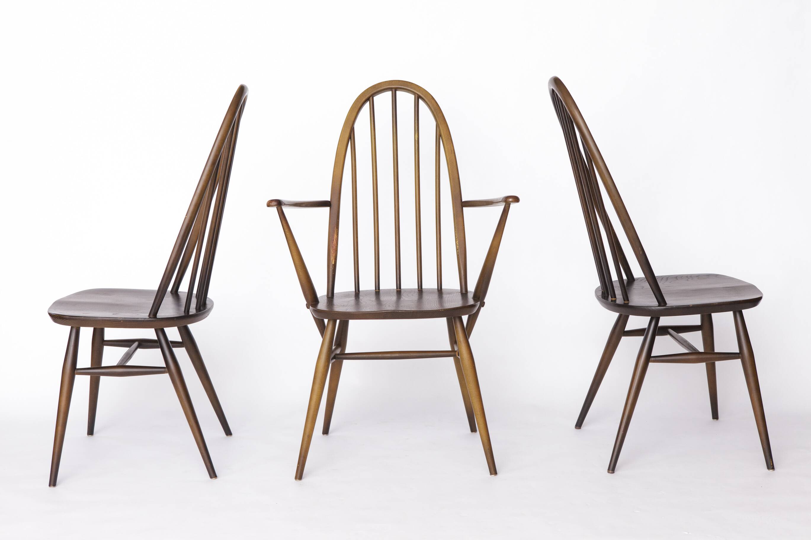 Set of 6 Ercol Quaker Windsor Dining Chairs | 1960s British Mid-Century Mod