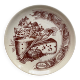 Assiette à Fromage Vintage Gien - Modèle "Les Fromages" - Faïence Craq