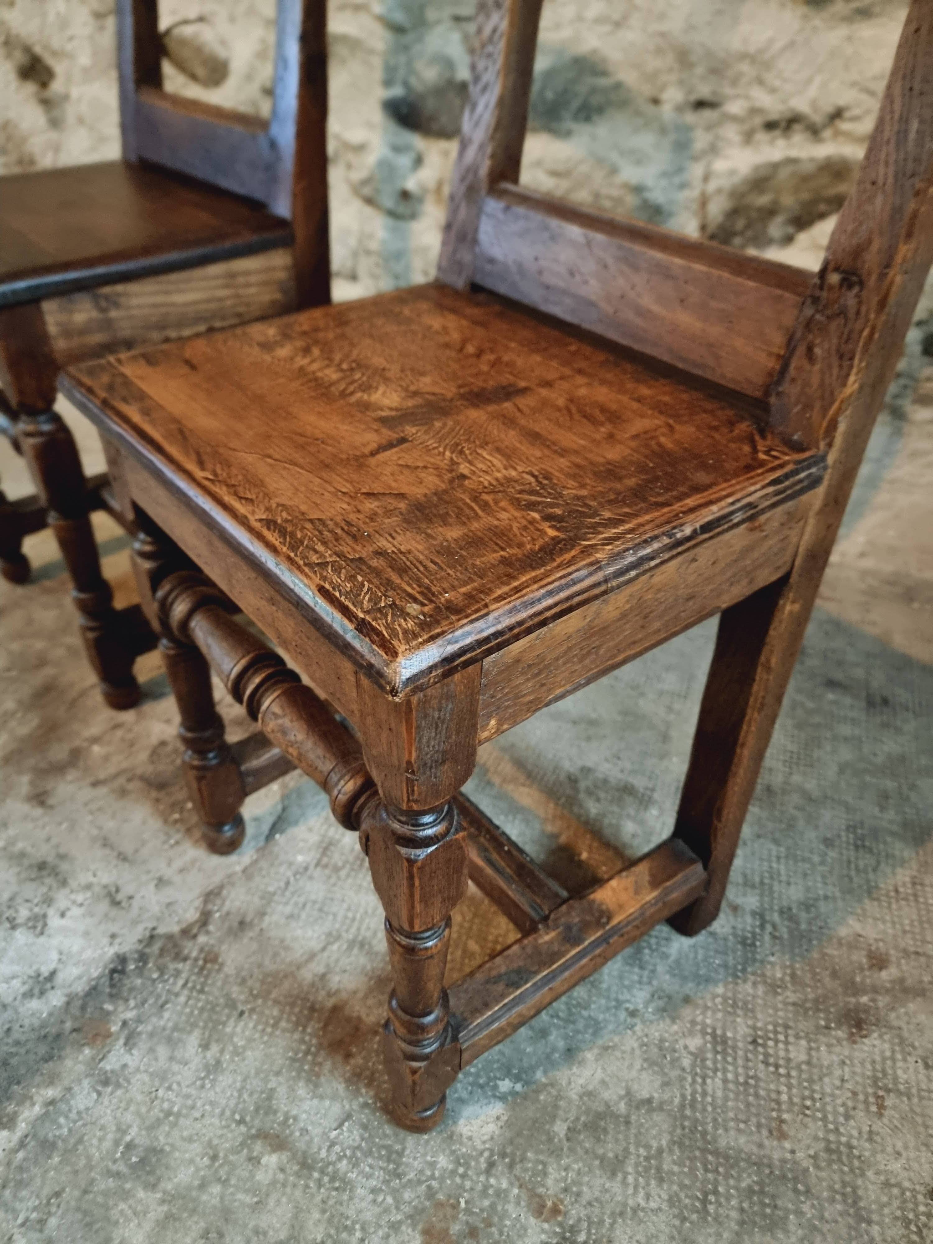 Set of 2 Antique Oak Chairs – 19th Century, Auvergne