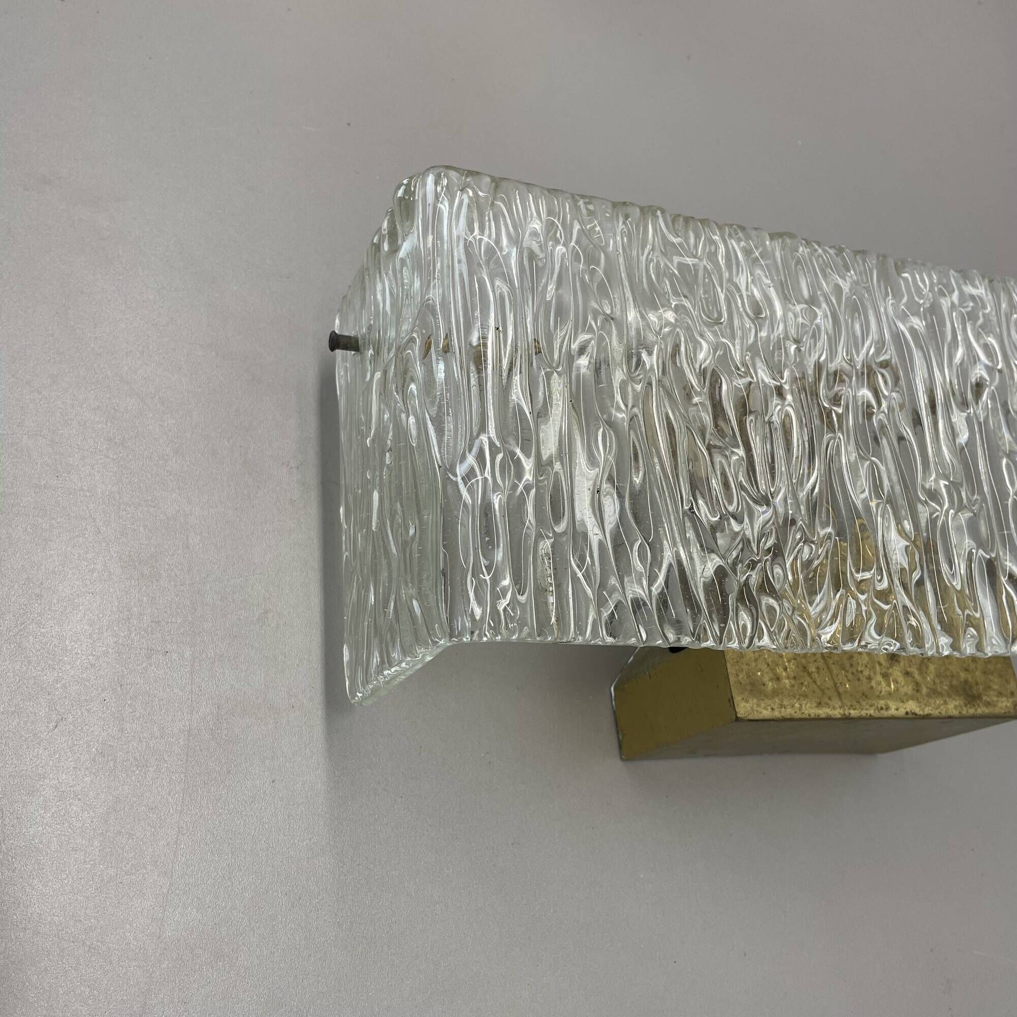 Large 35cm cubic Hollywood Regency Ice Glass Wall Light by J.T. Kalmar 1950