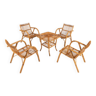 1970's Italian Design Rattan Indoor/Outdoor Set