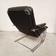 Black leather armchair, Italy 1970