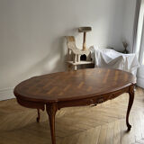 Louis XV style extendable oval wooden dining table