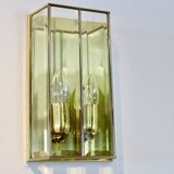 Glamorous pair of French Brass & Facet Glass Sconces