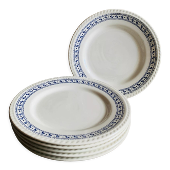Assiettes blanche vintage à décor bleu
