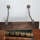 Coat rack in wood and iron 2 heads, vintage, 50s/60s, cloakroom, hook