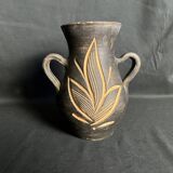Vintage, brown terracotta vase circa 1970