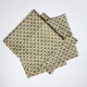 Lot de 4 serviettes block-print vertes et jaune