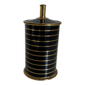 Vintage 1960 black cigarette case with gold stripes - 14 x 7 cm