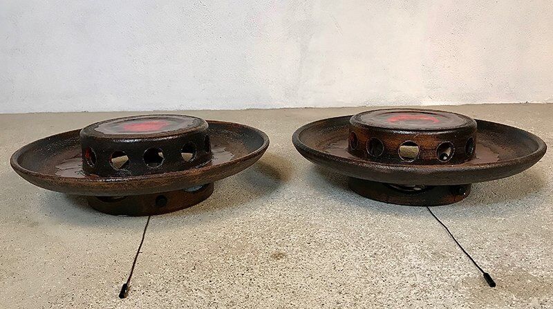 Modernist Scandinavian ceramic art wall lights or sconces, 1960s, set of 2